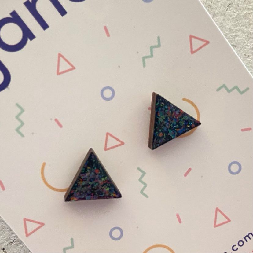 Triangle Timber Laser Cut Stud Earrings