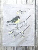 Linen Tea Towel - Grey Fantail