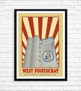 Vintage Poster - West Footscray Uncle Toby's Silos Stripes