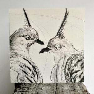 Original Bird Etching Print Greeting Cards with Envelopes