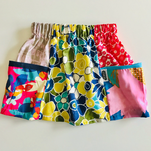 Girls Pocket Panel Skirt - Multi Panel - Pink & Blue