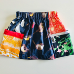 Girls Pocket Panel Skirt - Multi Panel - Navy & Orange