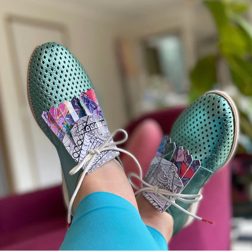 Hand painted leather, faux-leather, perspex & vinyl Shoe Tassel Fringe