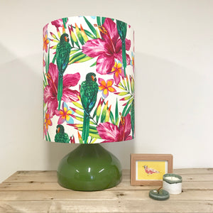 Custom Lamp Shade only - Green Parrots