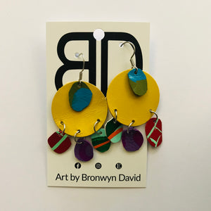 Hand painted leather bold statement earrings - The Buddy