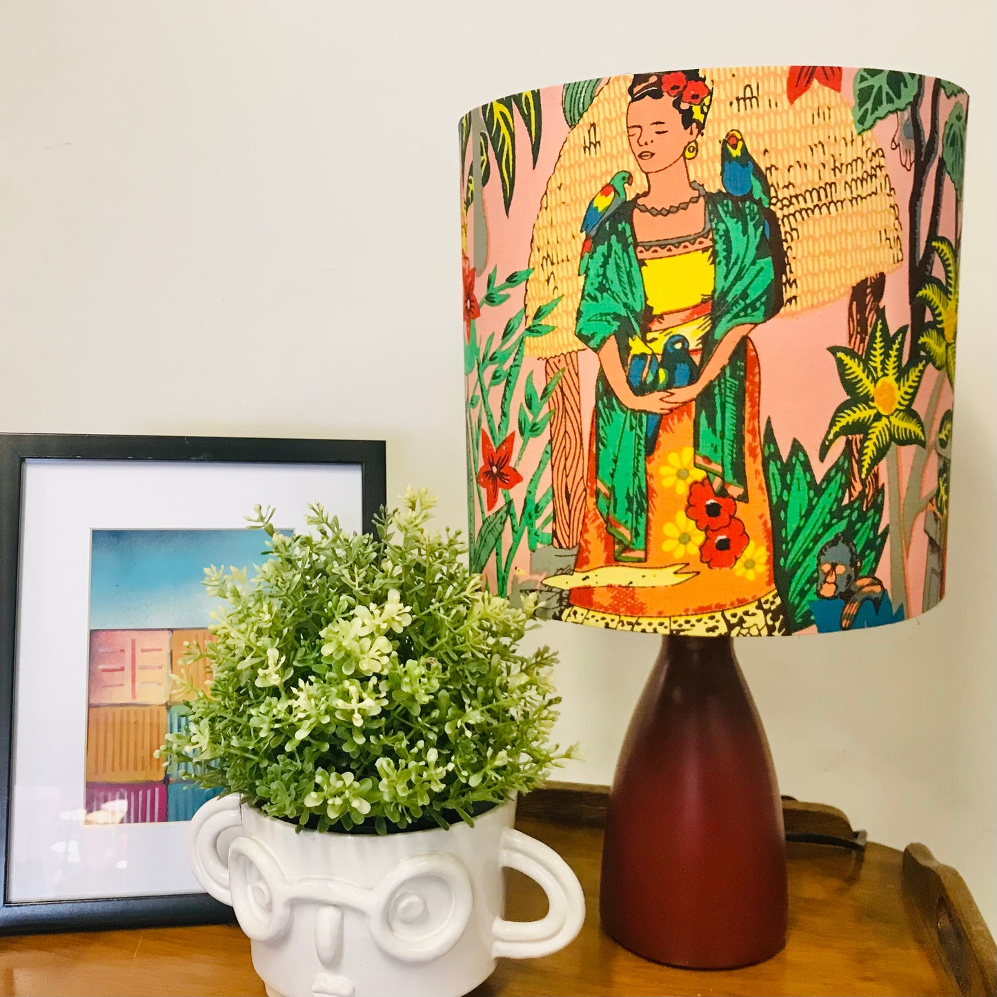 Custom Lamp Shade only - Frida Kahlo on Pink