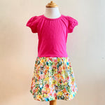 Short Sleeve Winnie Dress - HOT PINK WITH SAFARI