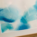 Hand-painted Original Fluid Framed Artwork - A3 blues & Greens **ON SALE**