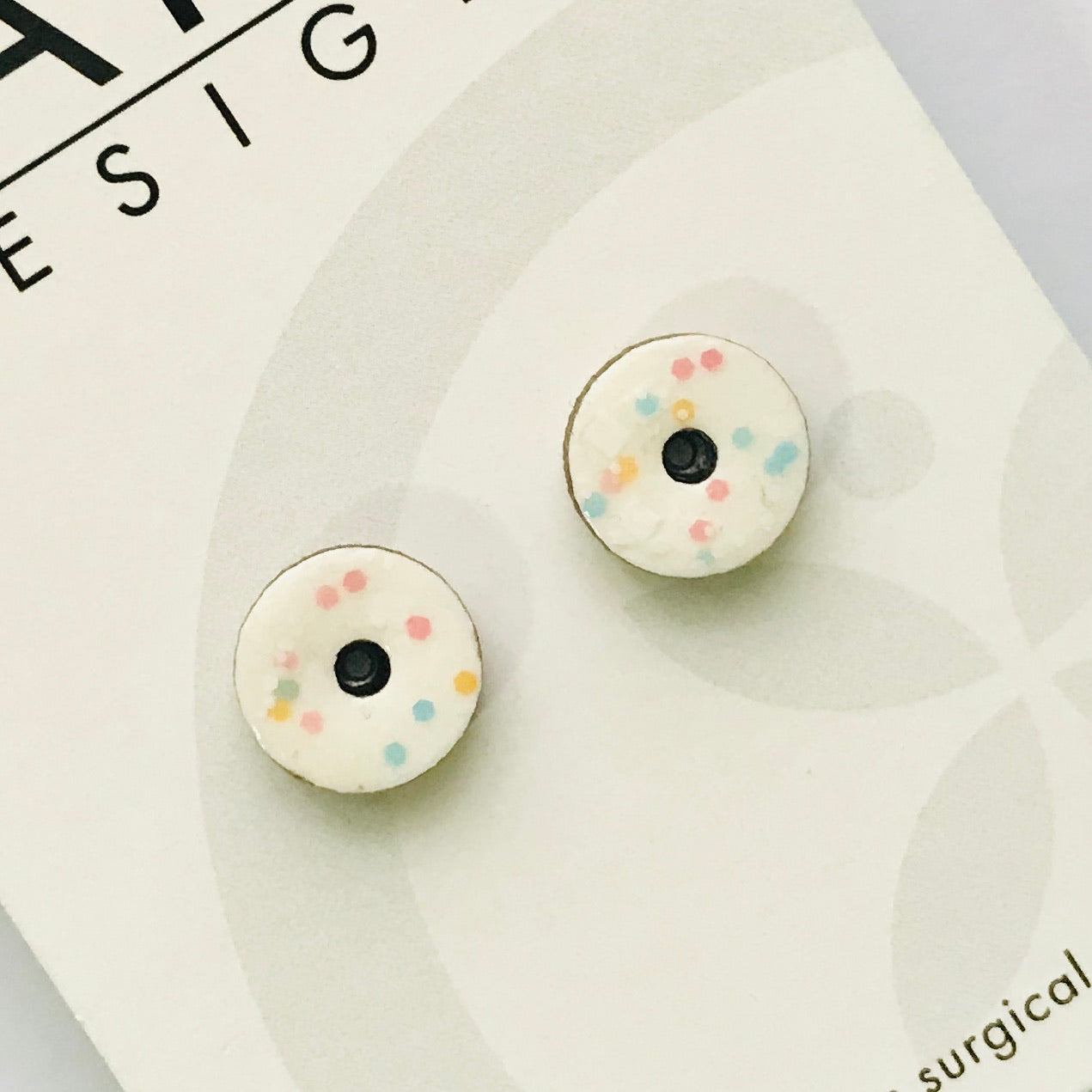 Donuts Laser Cut Timber Stud Earrings