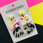 Polymer Clay Handmade Earrings - Fluoro Marble