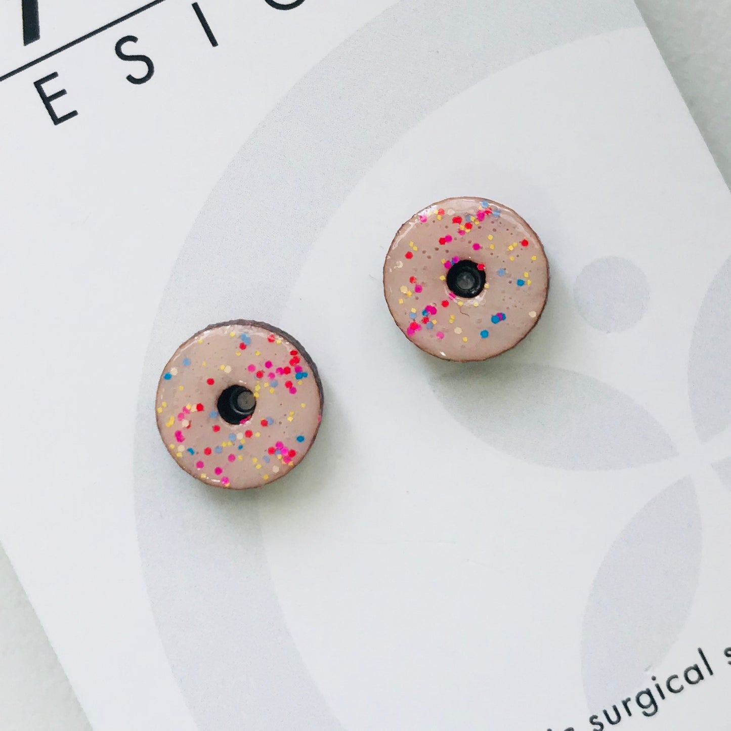 Donuts Laser Cut Timber Stud Earrings