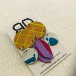 Hand painted leather bold statement earrings - The Gumnut