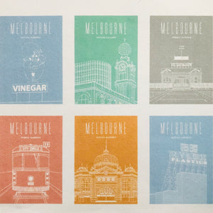 Melbourne Landmark Art Print Greeting Cards