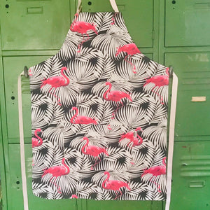 Apron (adult) - Flamingo (white ferns)