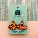 Art Deco Acrylic Earrings - Wide Fan Long Hook
