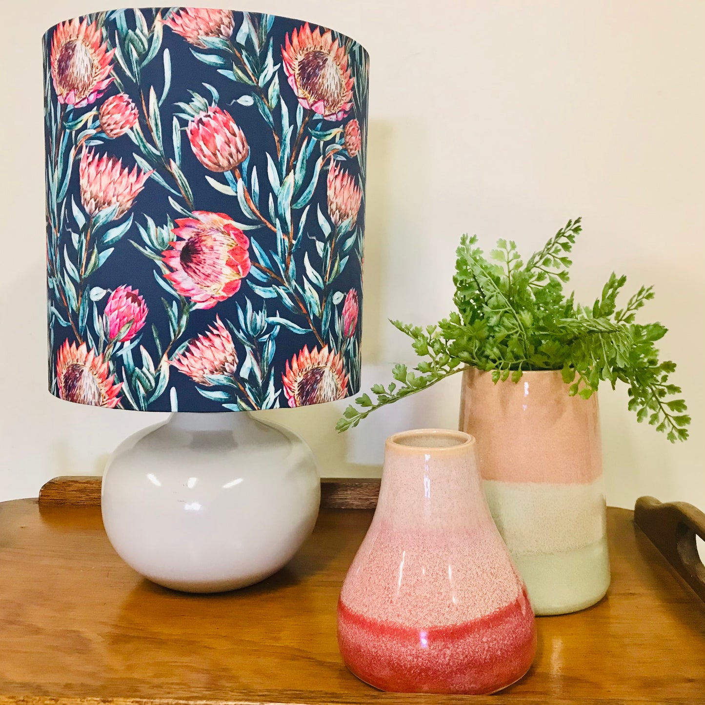 Custom Lamp Shade only - Protea Navy