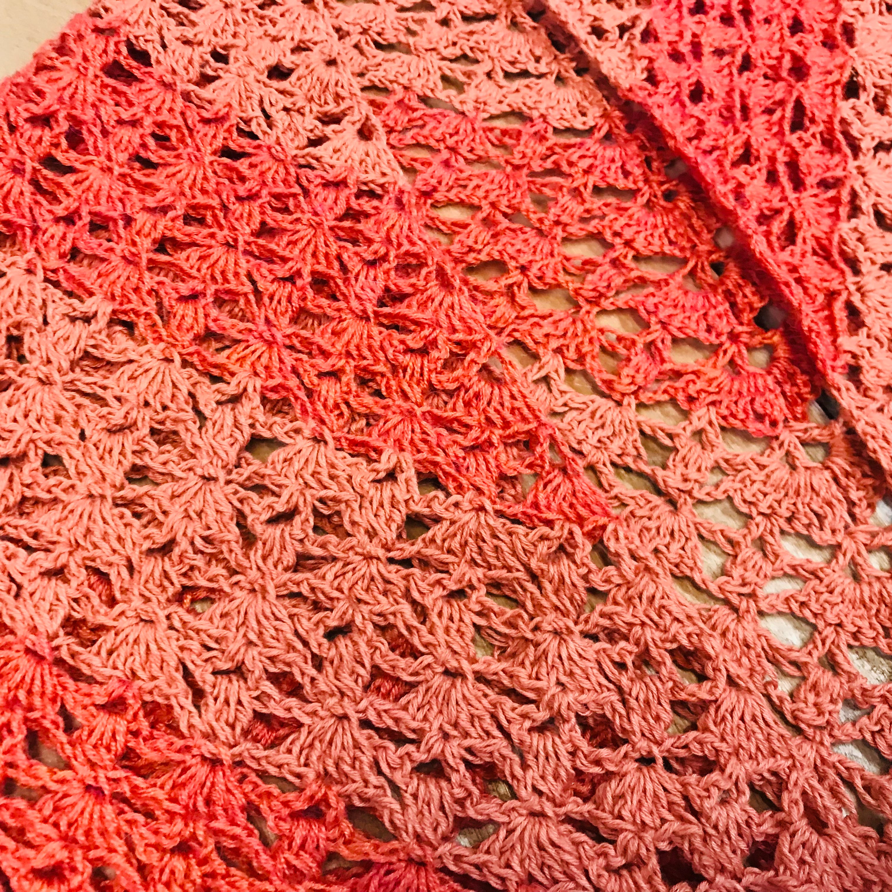 hand-knitted locally - Coral Ombré Crochet Scarf Shawl