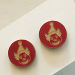 Novelty Studs Earrings - Graphic Wood