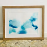 Hand-painted Original Fluid Framed Artwork - A3 blues & Greens **ON SALE**