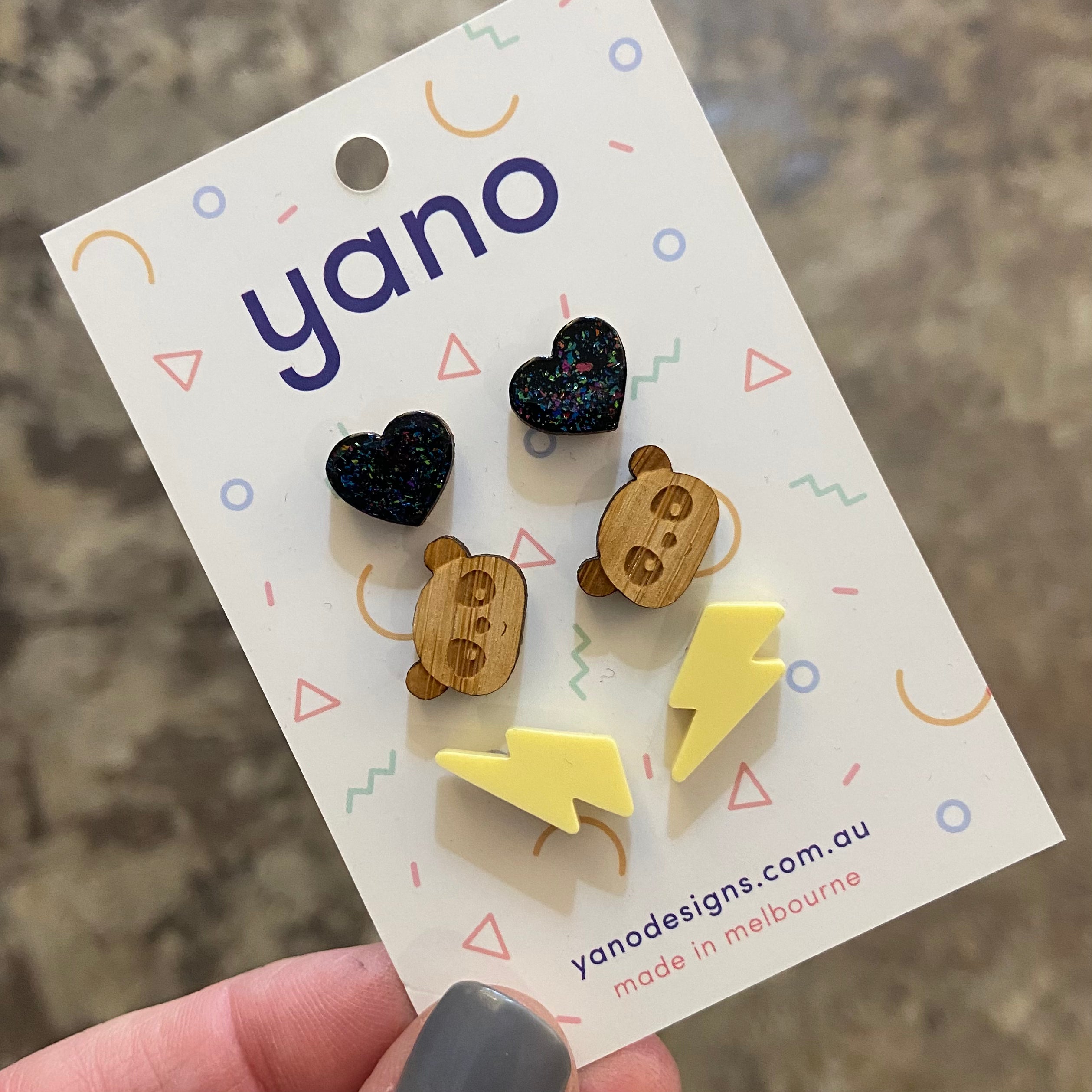 3 Pack of Laser Cut Acrylic Stud Earrings - gift pack