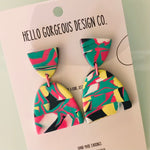 Polymer Clay Handmade Earrings - Abstract 80s Pop Marble