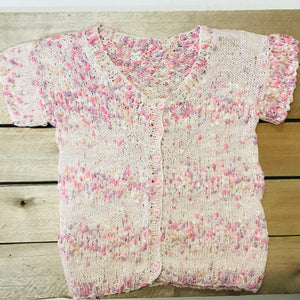 hand-knitted locally - Child Pink Fleck Short Sleeved Cardigan