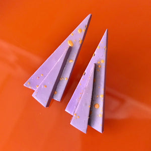Polymer Clay Handmade Earrings - Paint Splatter Triangular