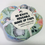 No Waste Reusable Make-up Remover Pads Wipes - flannel / towelling (set of 6)