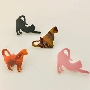 Art Deco Acrylic Brooch - Cats