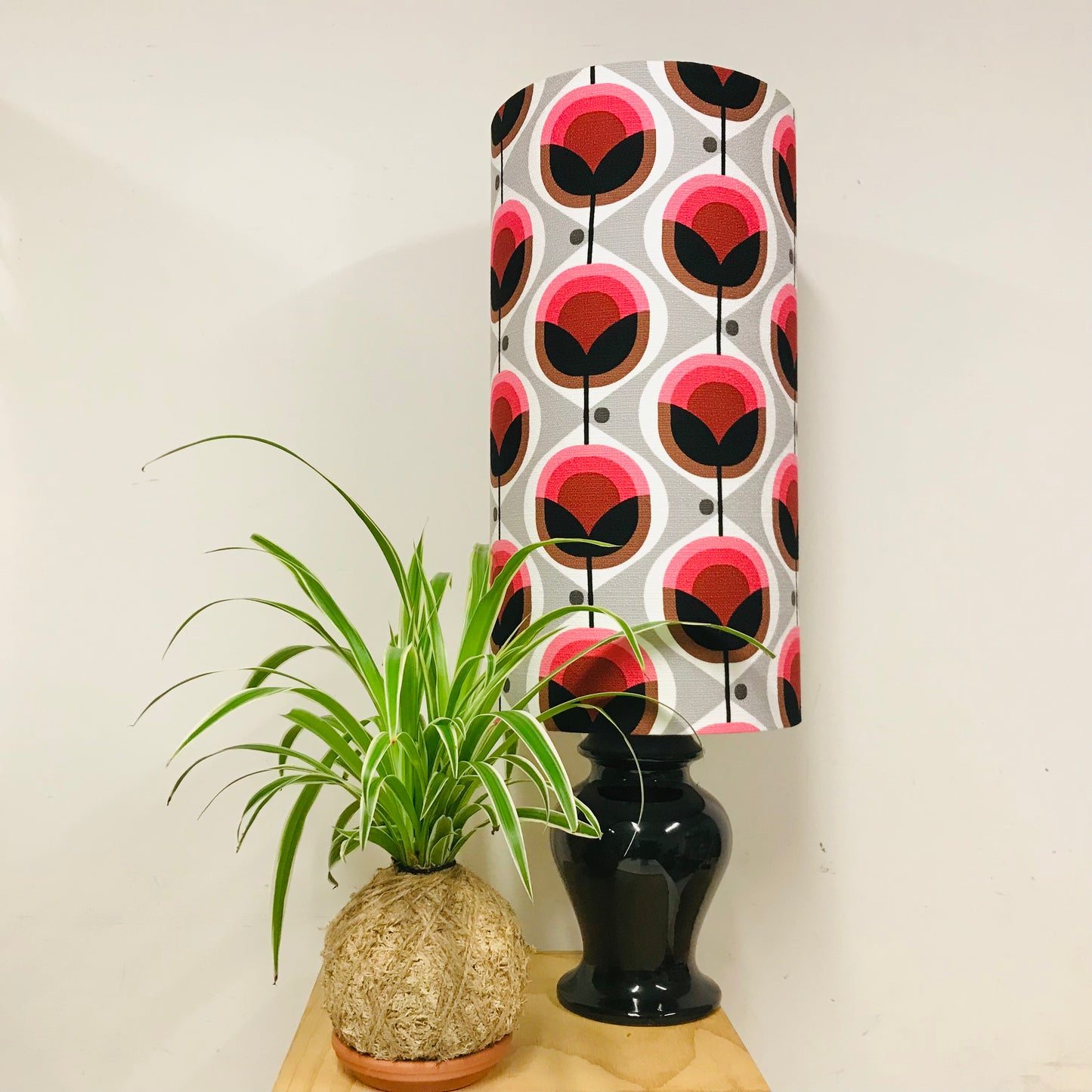 Custom Lamp Shade only - Barkcloth Geo Flower in Pink