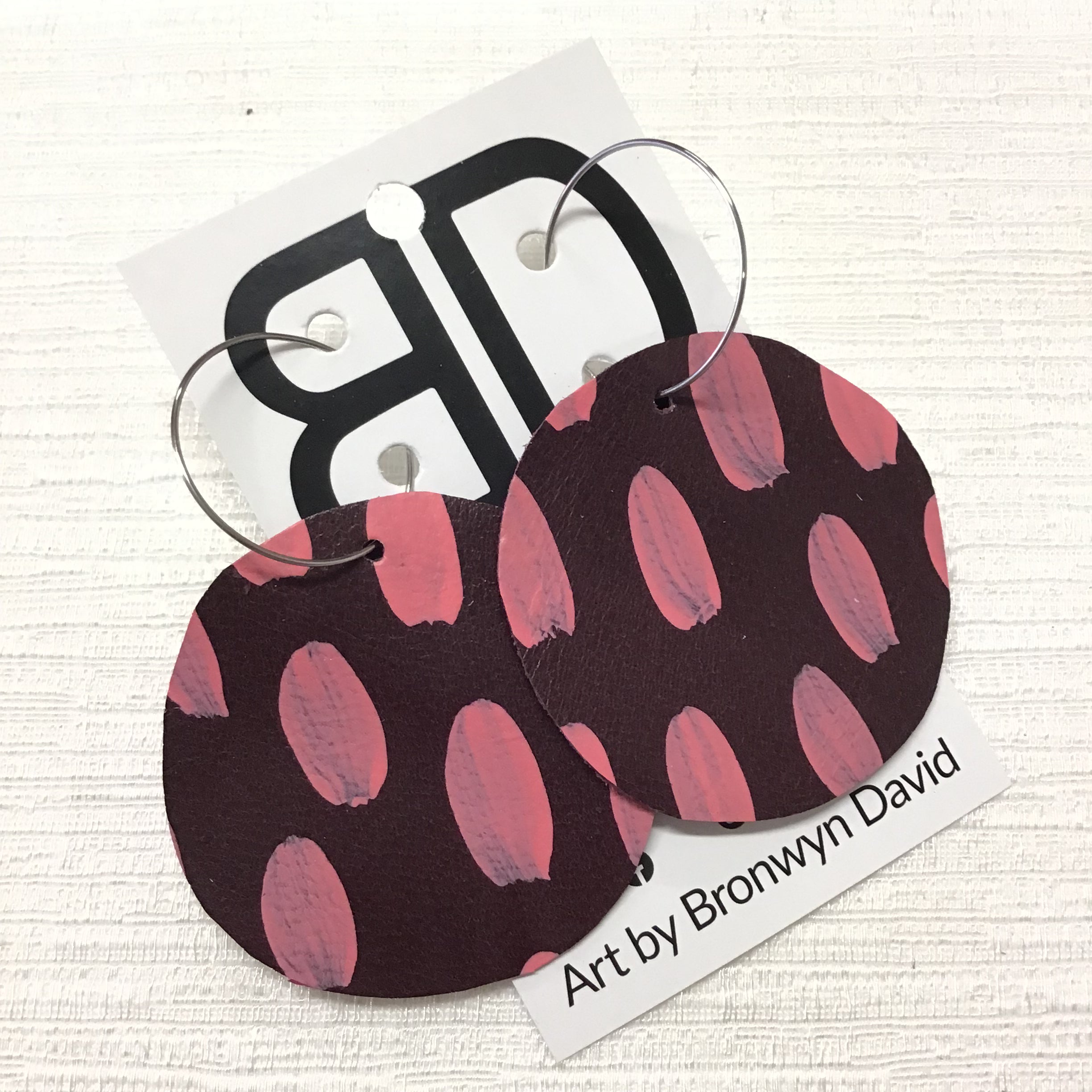 Hand painted leather bold statement earrings - The Sphere