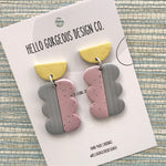 Polymer Clay Handmade Earrings - Concrete, Blush & Mustard