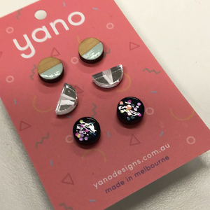 3 Pack of Laser Cut Acrylic Stud Earrings - gift pack