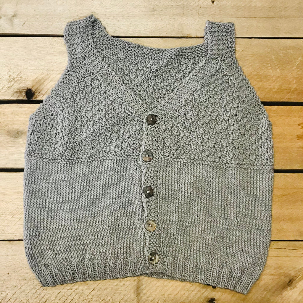 hand-knitted locally - Child Grey V-Neck Cardigan Vest
