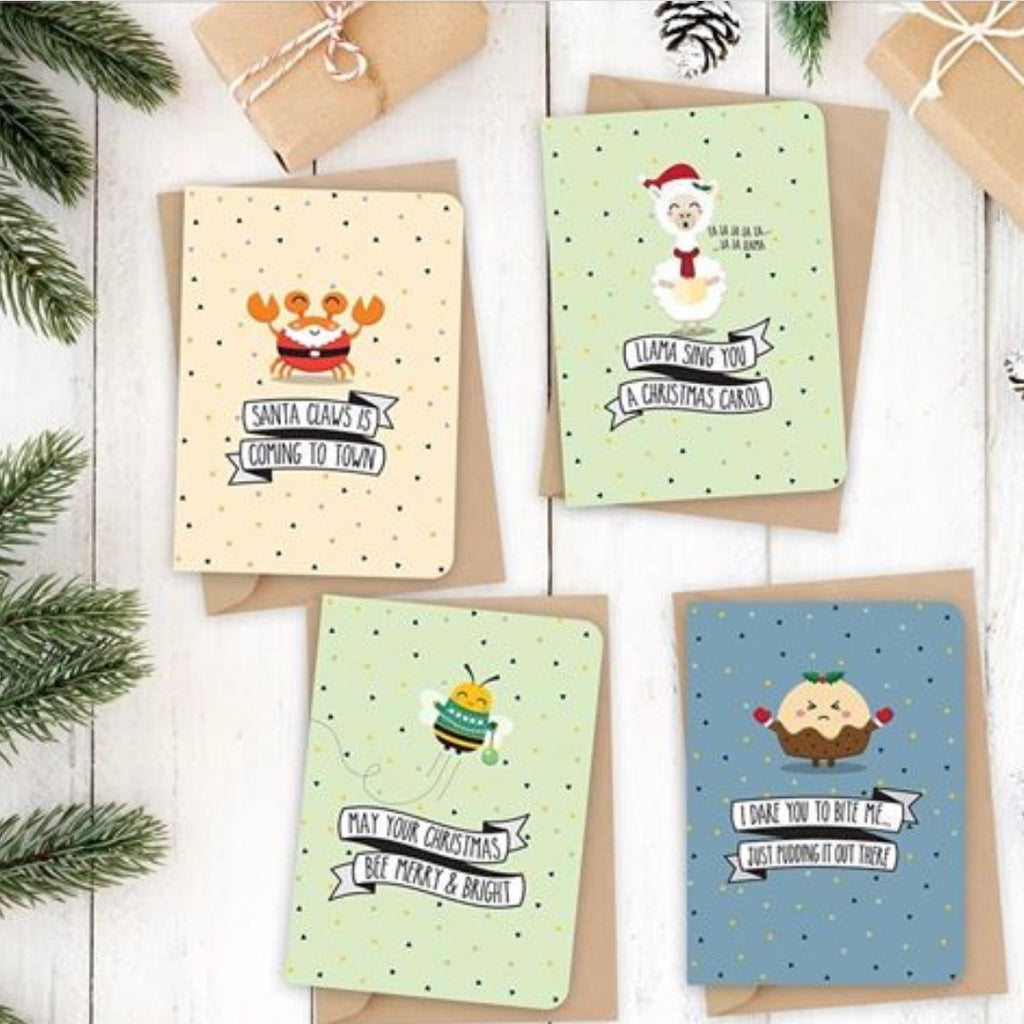 Novelty Christmas Card Pack of 8 with Envelopes - Quirky