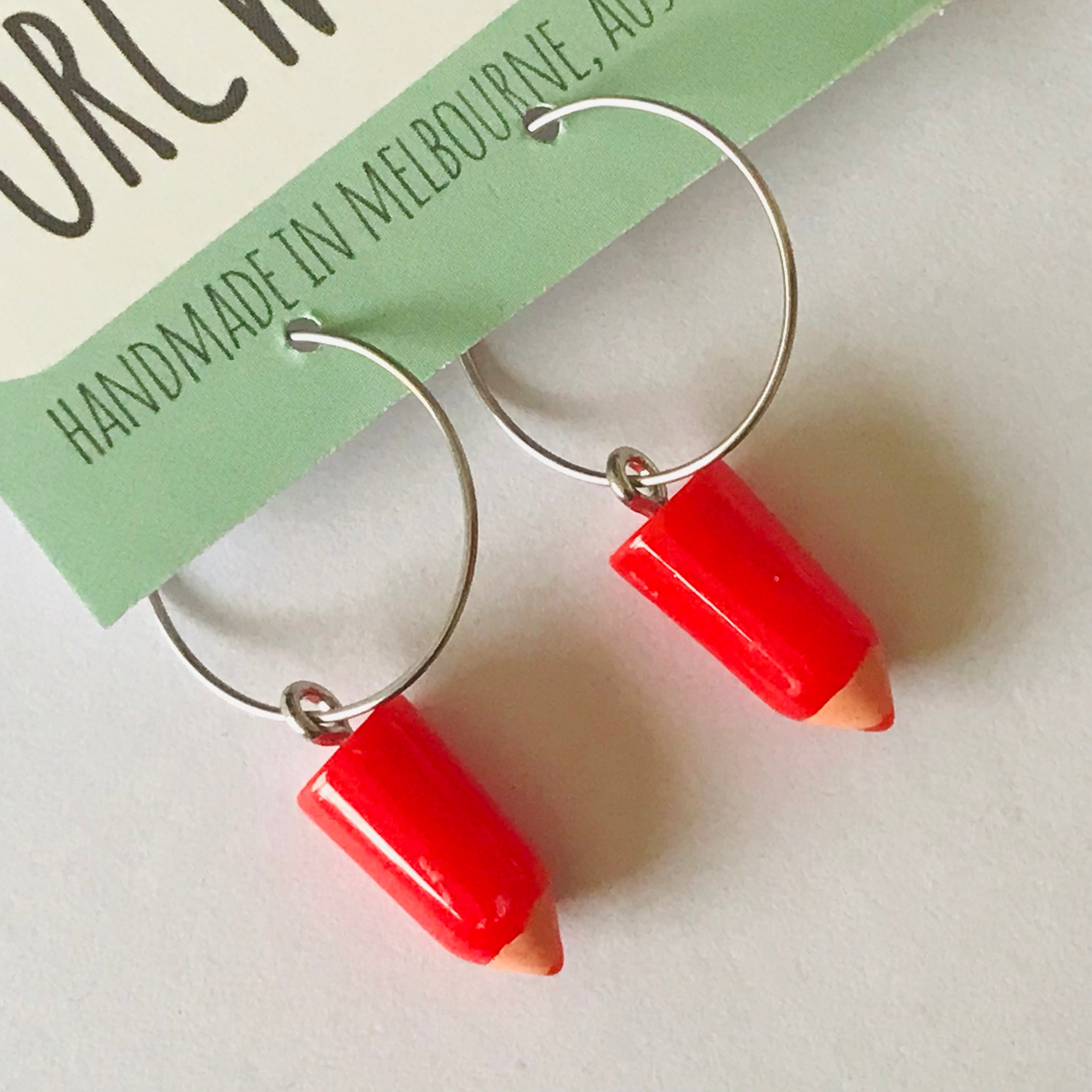 Coloured Pencil Stub Hoop Earrings