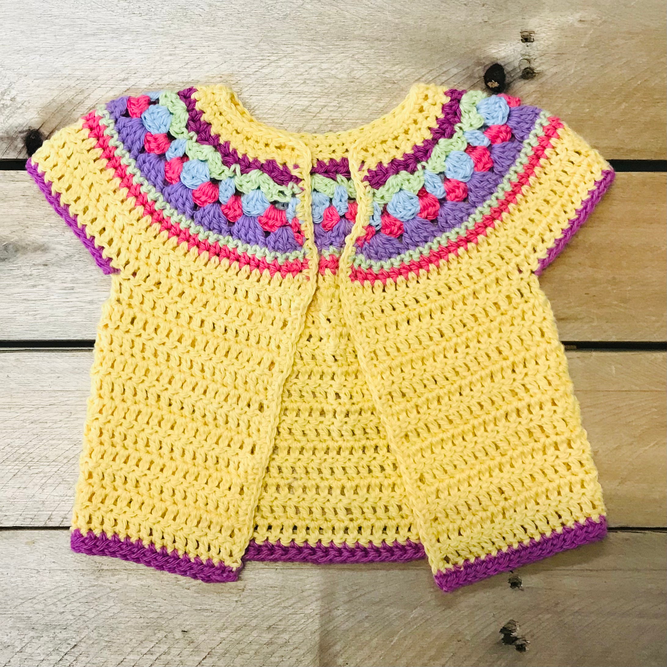 hand-knitted locally - Child Lemon Crochet Vest Cardigan