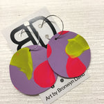 Hand painted leather bold statement earrings - The Sphere