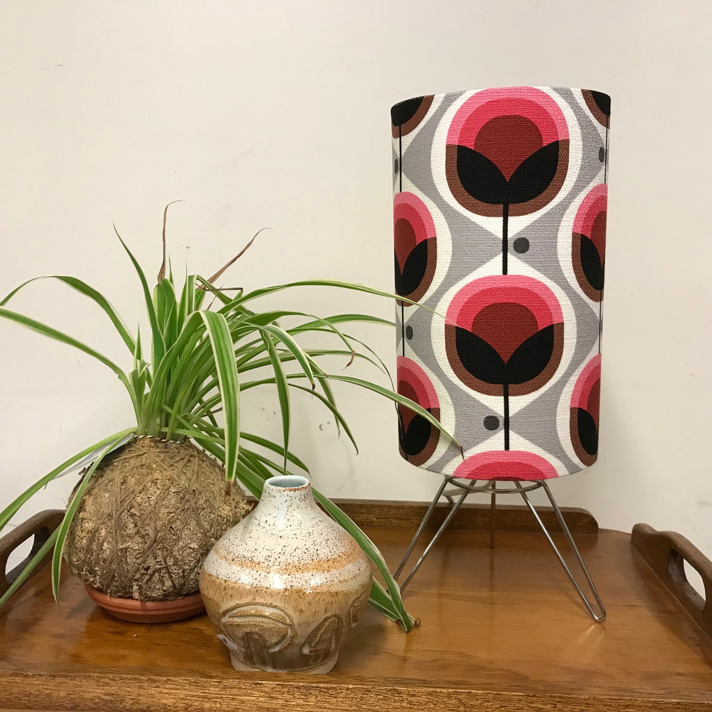 Custom Lamp Shade only - Barkcloth Geo Flower in Pink