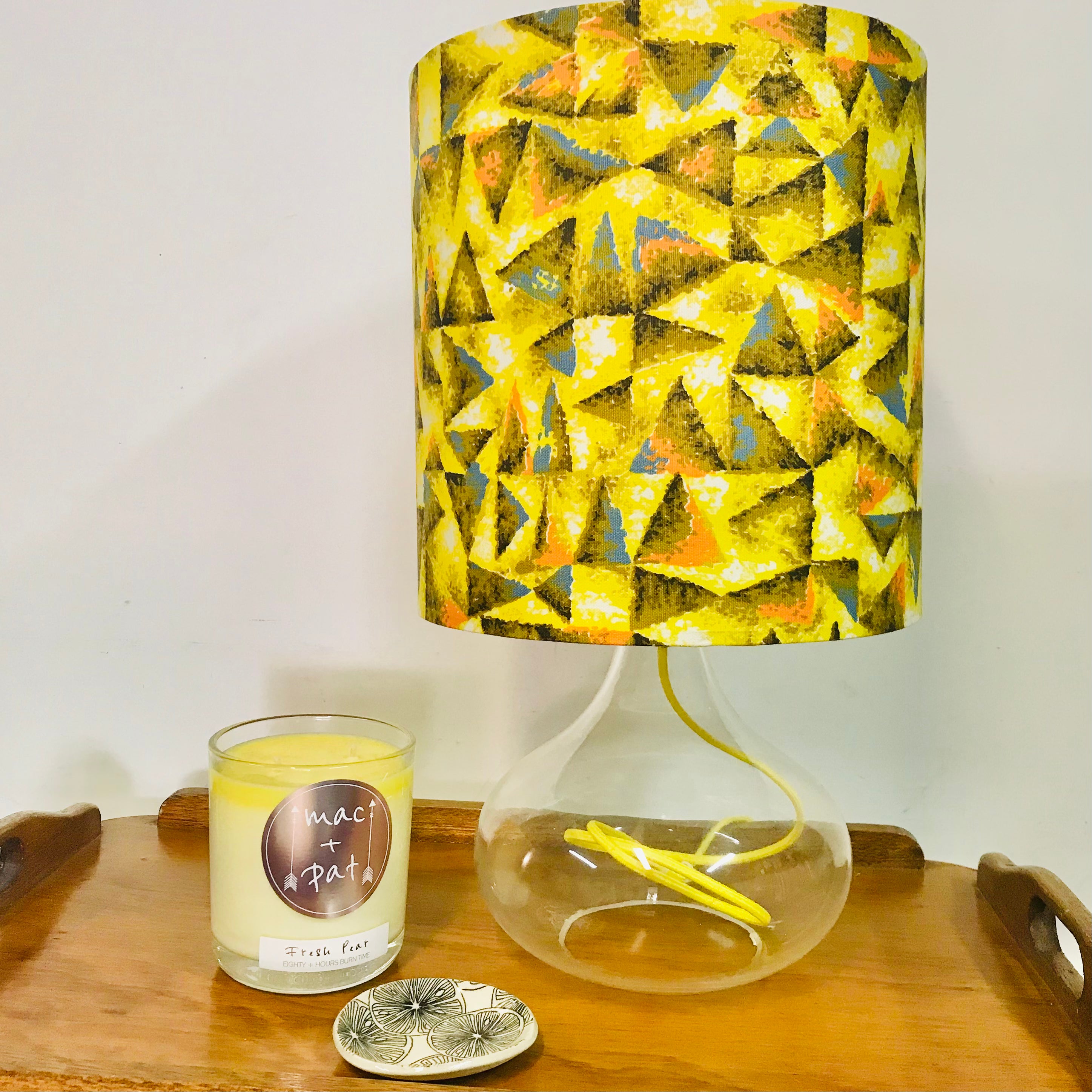 Glass Yellow Vintage Retro Tri Table Lamp