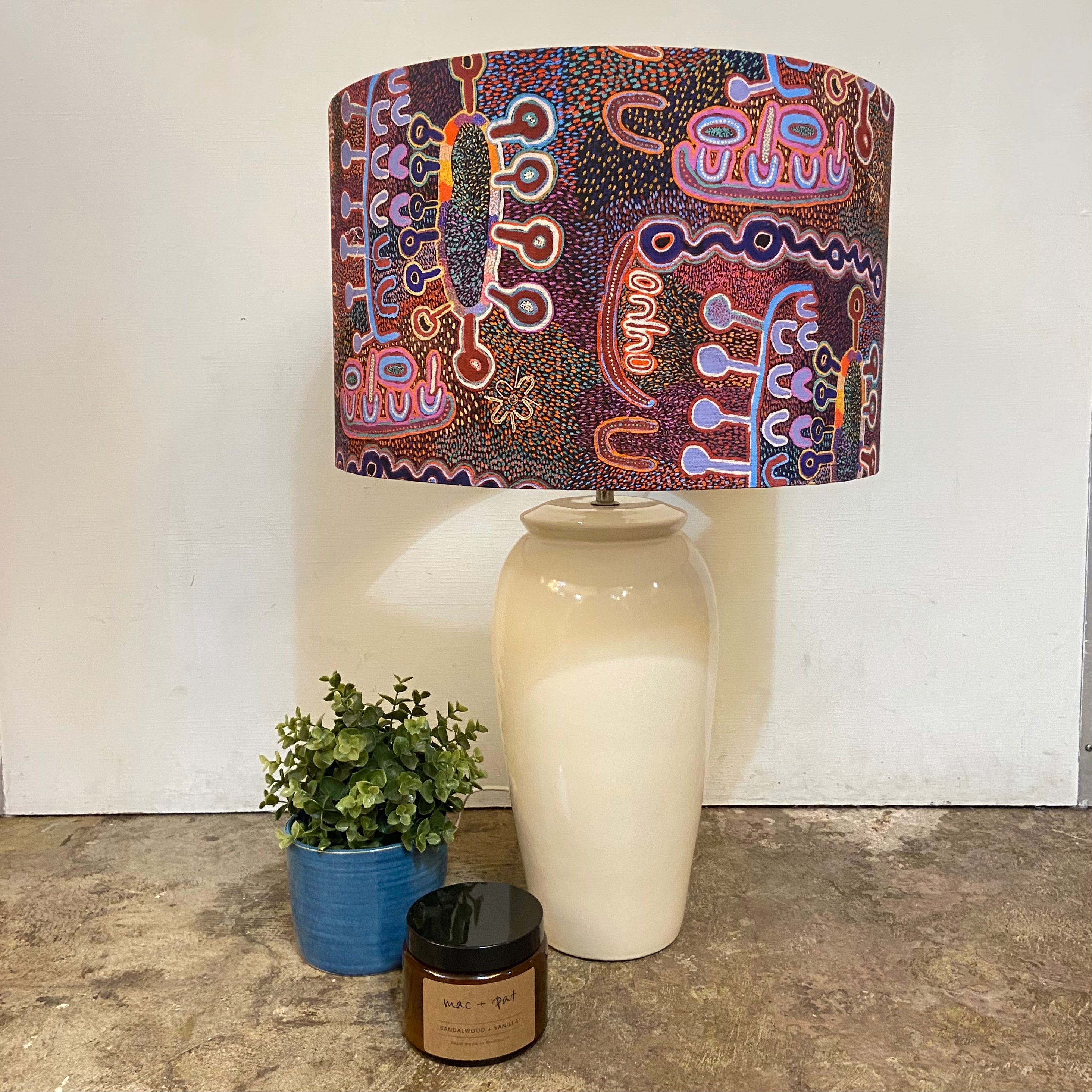 Cream Ceramic Table Lamp with Water Dreaming Shade Far Fetched