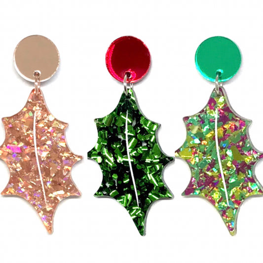 Christmas Holly Stud Earrings