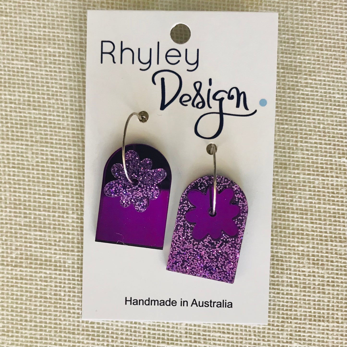 Mismatch Mirror Glitter Earrings - arched