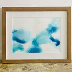 Hand-painted Original Fluid Framed Artwork - A3 blues & Greens **ON SALE**