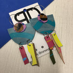 Hand painted leather bold statement earrings - The Flip