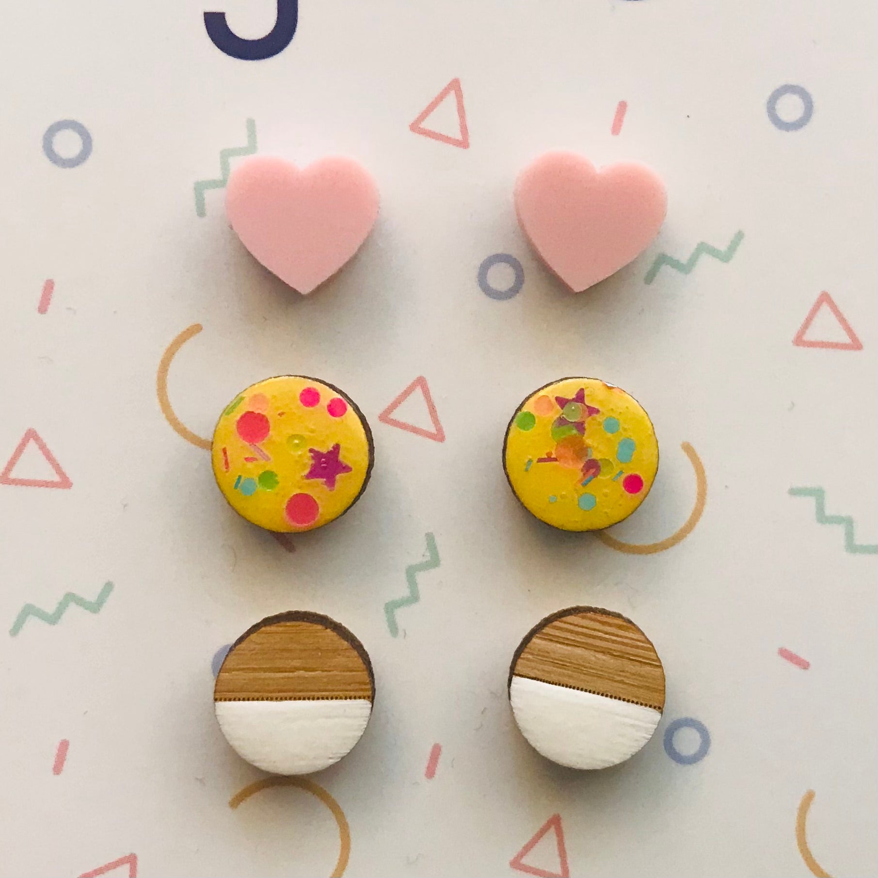 3 Pack of Laser Cut Acrylic Stud Earrings - gift pack