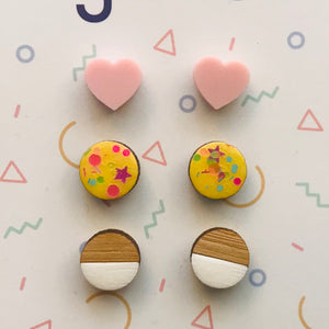 3 Pack of Laser Cut Acrylic Stud Earrings - gift pack