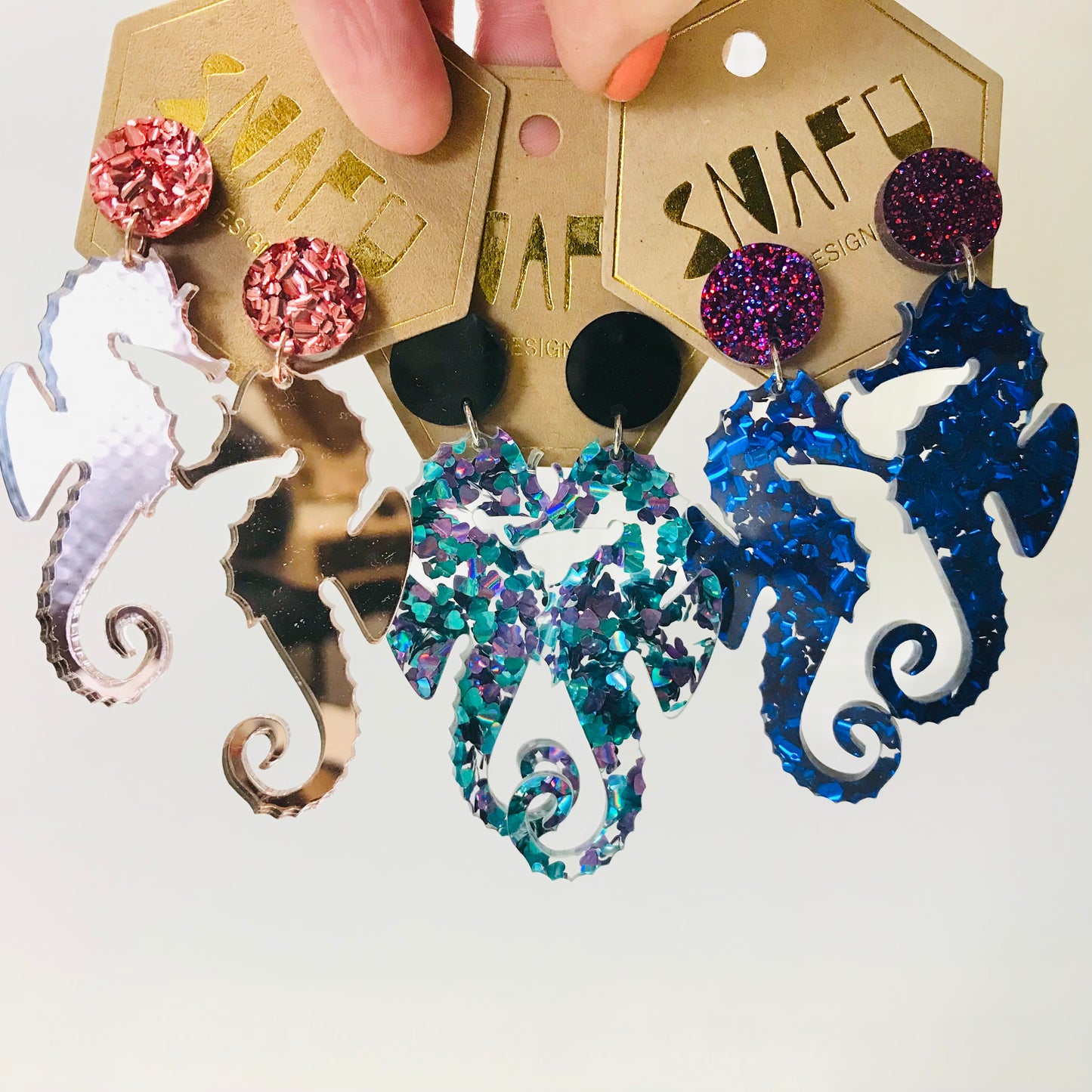 Seahorse Dangly Stud Earrings