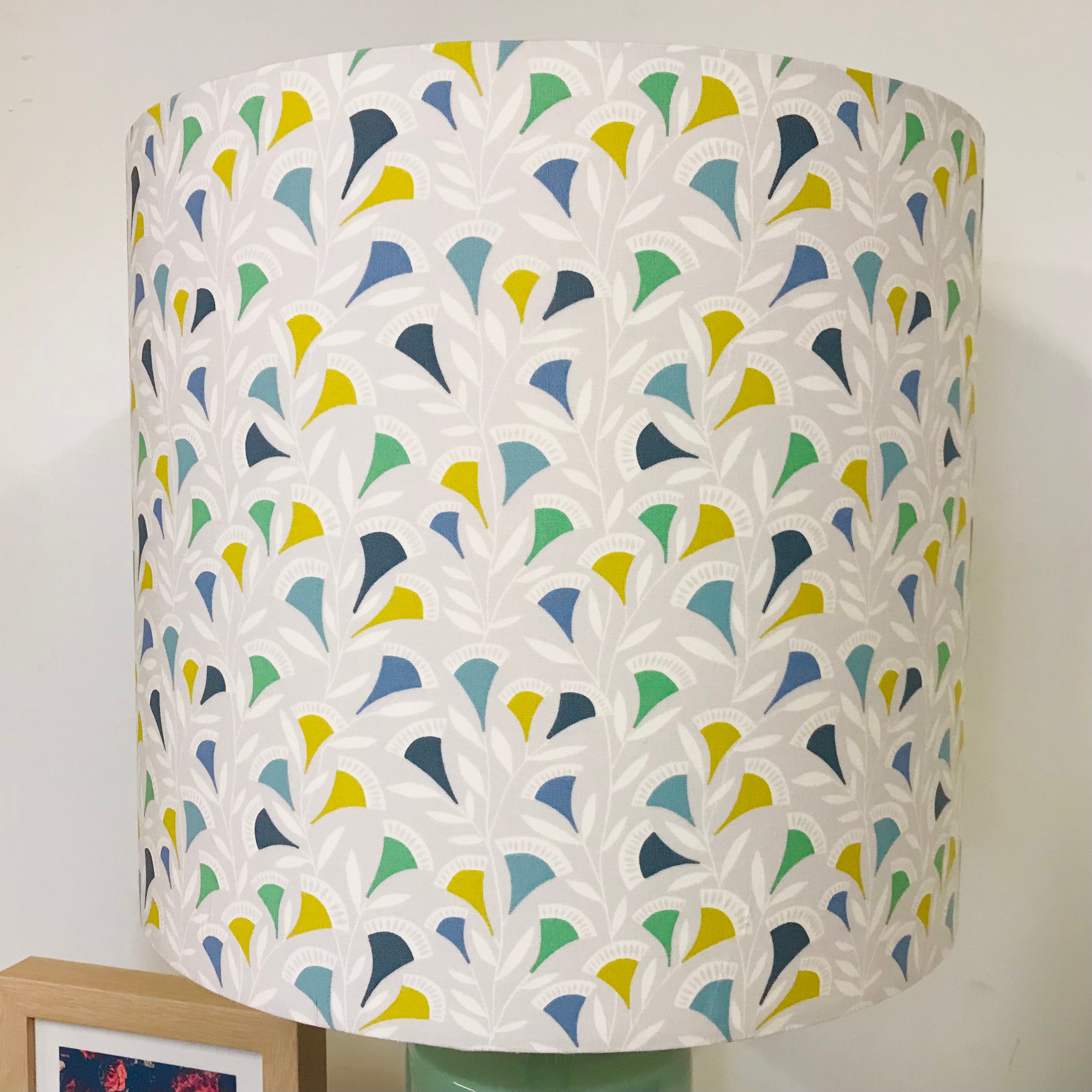 Custom Lamp Shade only - Buds on Grey