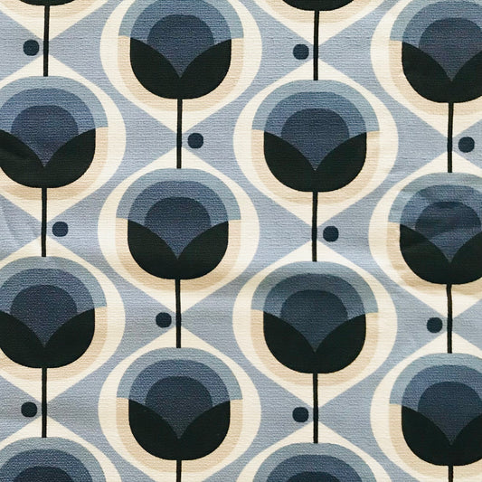 Custom Lamp Shade only - Barkcloth Geo Flower in Blue